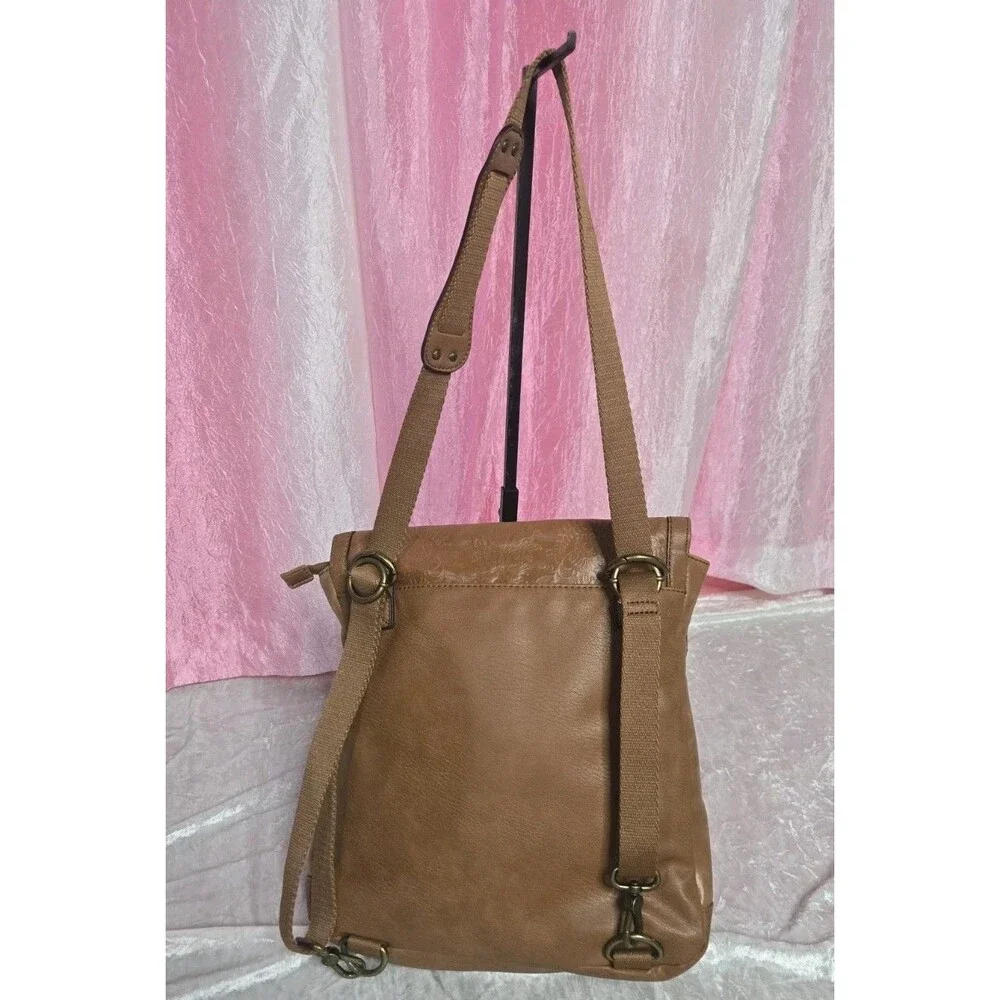 The Sak Tan Ventura Embossed Floral Tooled Leather Backpack 13x15x5